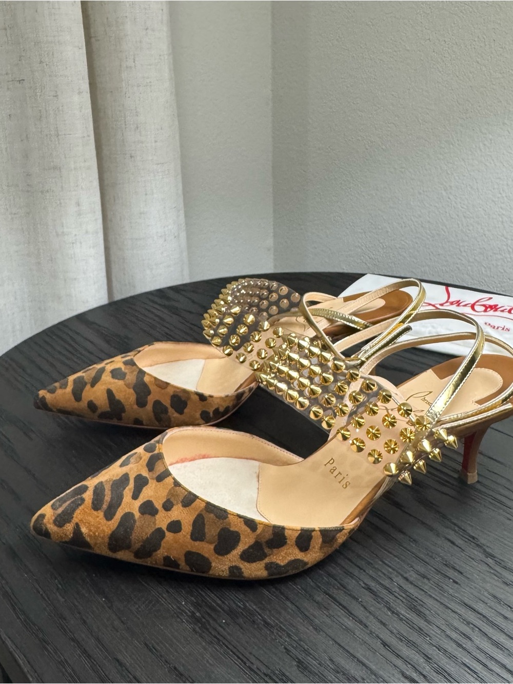Christian Louboutin Levita 55 PVC Spikes Leopard Print 36.5